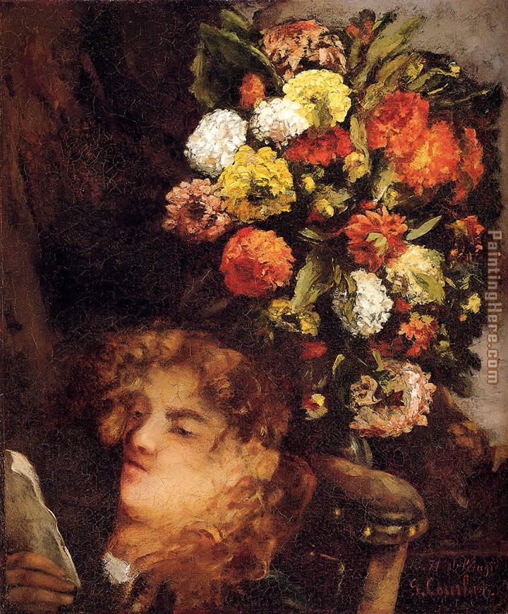 Head of A Woman With Flowers painting - Gustave Courbet Head of A Woman With Flowers art painting